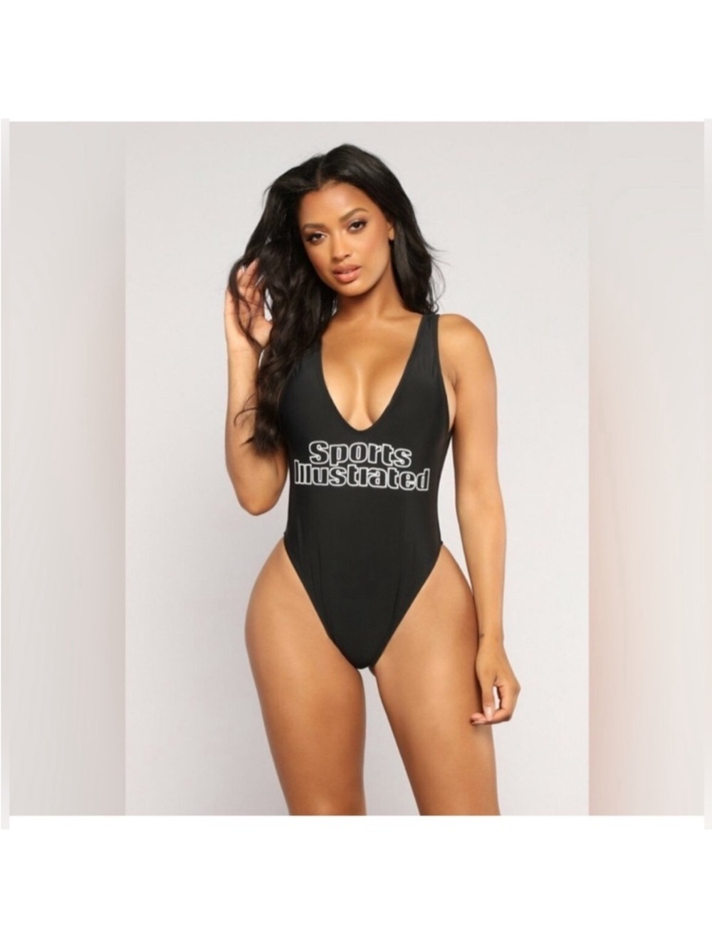 Sports Illustrated Swimsuit Black V-Neck One-Piece Swimsuit